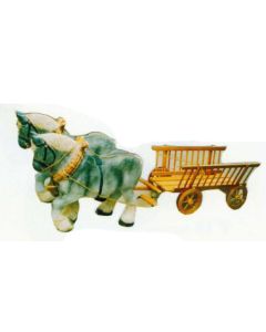 Arbeitspferde mit Holzwagen verkleinert