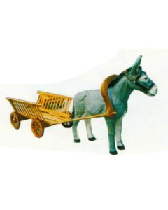 Esel mit Holzwagen verkleinert