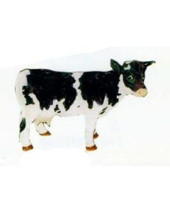 kleine weiß schwarze Kuh verkleinert