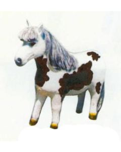 braun weißes Pony mit Echthaar verkleinert