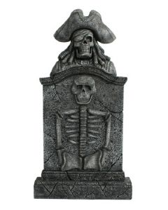 Piratenskelett Grabstein mit Skelett lebensgroß