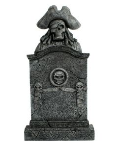 Piratenskelett Grabstein mit Totenköpfen lebensgroß