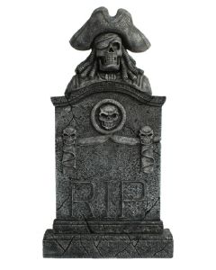 Piratenskelett Grabstein mit Totenköpfen RIP lebensgroß