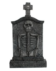 Kreuz Grabstein mit Skelett lebensgroß