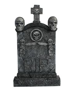 Totenkopf und Kreuz Grabstein mit Totenköpfen RIP (Variante 2) lebensgroß