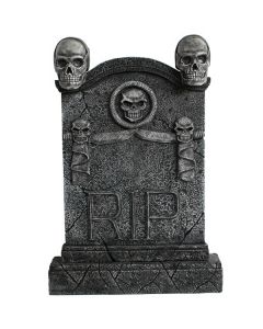 Totenkopf Grabstein mit Totenköpfen RIP (Variante 2) lebensgroß