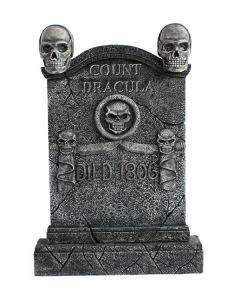 Totenkopf Grabstein Graf Dracula lebensgroß