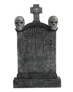 Totenkopf und Kreuz Grabstein Graf Dracula lebensgroß