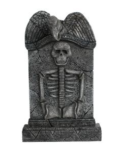 Geier Grabstein mit Skelett lebensgroß