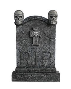 Totenkopf Grabstein mit Kreuz (Variante 2) lebensgroß