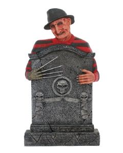 Freddy Krüger Grabstein mit Totenköpfen lebensgroß
