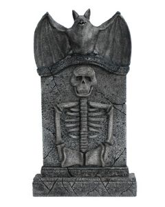 Fledermaus Grabstein mit Skelett lebensgroß