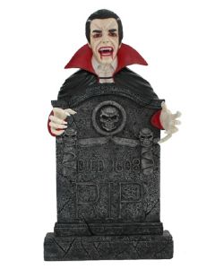 Dracula Grabstein mit Totenköpfen lebensgroß
