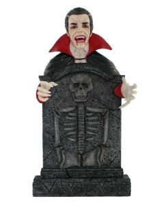 Dracula Grabstein mit Skelett lebensgroß