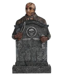 Jason Voorhees Grabstein mit Totenköpfen lebensgroß