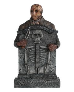 Jason Voorhees Grabstein mit Skelett lebensgroß