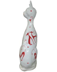 Katze sitzend modernes Design rot verkleinert