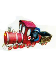 Maulwurf im Zug als Eisenbahner rot vergrößert