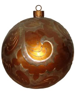 Weihnachtskugel mit  Reliefmuster metallicbraun vergrößert