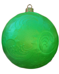 Weihnachtskugel mit  Reliefmuster metallicgrün vergrößert