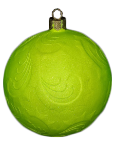 Weihnachtskugel mit  Reliefmuster metallicgrün vergrößert