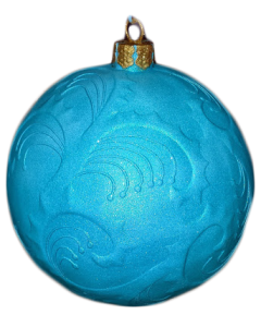 Weihnachtskugel mit  Reliefmuster metallichellblau vergrößert