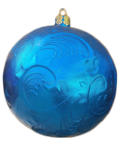 Weihnachtskugel mit  Reliefmuster metallicblau vergrößert