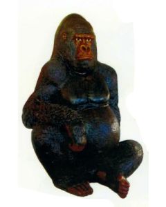sitzender großer Berggorilla schwarz lebensgroß