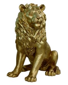 Löwe sitzend Blick links Gold lebensgroß