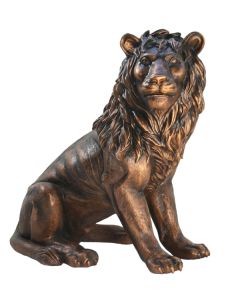 Löwe sitzend Blick rechts Bronze lebensgroß