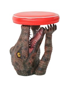 Krokodil Hocker mit rotem Polster lebensgroß