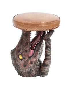 Krokodil Hocker mit braunem Polster lebensgroß