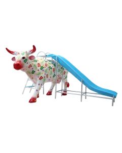 Kuh mit Blumen Rutsche lebensgroß