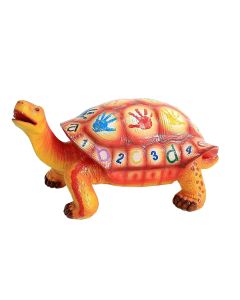 Bunte Schildkröte mit Alphabet und Ziffern zum Sitzen lebensgroß
