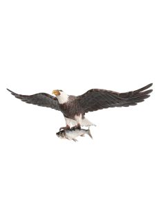 Weißköpfiger Adler fliegend mit Fisch lebensgroß