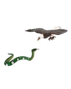 Weißköpfiger Adler fliegend und Schlange lebensgroß