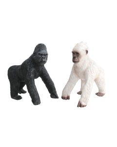 Schwarzer und weißer Gorilla lebensgroß