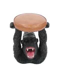 Gorilla Hocker mit braunem Polster lebensgroß