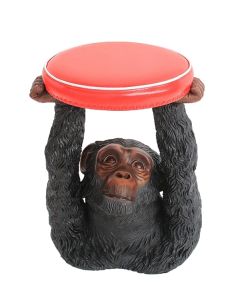 Affe Hocker mit rotem Polster lebensgroß