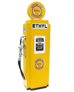 Retro Tankstelle Gelb als Schrank verkleinert