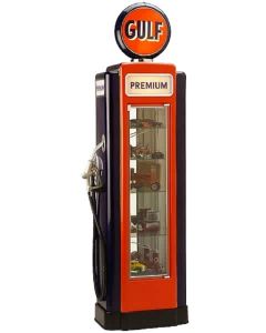 Retro Zapfsäule Schwarz Rot als Vitrine verkleinert