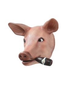 Schweinekopf mit Zigarre lebensgroß