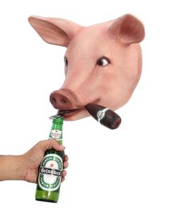 Schweinekopf mit Zigarre Flaschenöffner lebensgroß