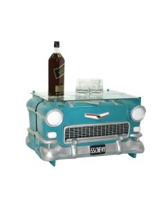 Tisch Chevy Türkis mit Glasplatte verkleinert