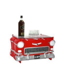 Tisch Chevy Rot mit Glasplatte verkleinert