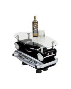 Couchtisch Chevy Schwarz mit Glasplatte verkleinert