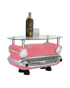 Couchtisch Chevy Rosa mit Glasplatte verkleinert