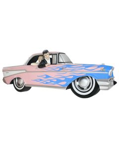 Wanddeko Chevy Rosa mit blauen Flammen und Elvis verkleinert