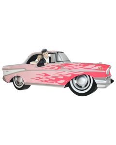 Wanddeko Chevy Rosa mit pinken Flammen und Elvis verkleinert