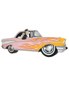 Wanddeko Chevy Rosa mit gelben Flammen und Elvis verkleinert